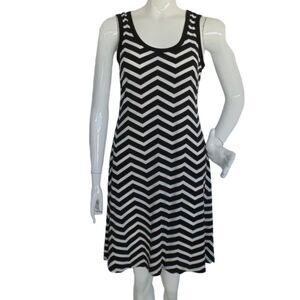 CALVIN KLEIN Tank Dress, S, Black/White Chevrons, Tank, Shift, Summer